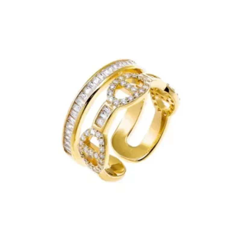Pave Mariner X Baguette Double Row Adjustable Ring