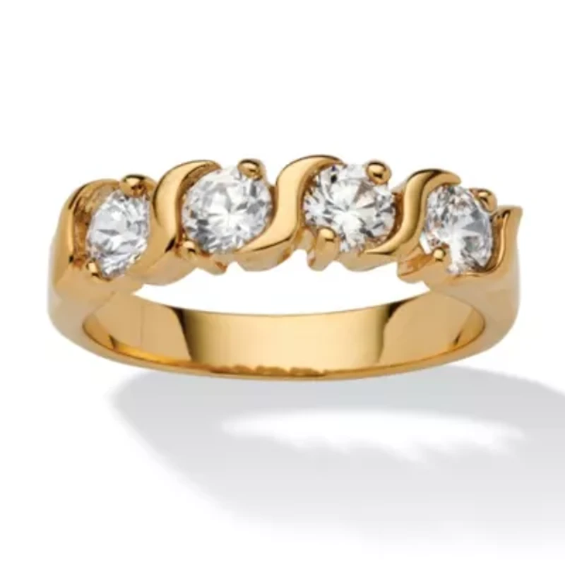 1 TCW Round Cubic Zirconia S Style Ring Yellow Gold-Plated