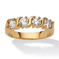 1 TCW Round Cubic Zirconia S Style Ring Yellow Gold-Plated