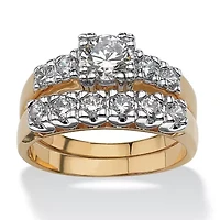 2 Piece 2.23 TCW Round Cubic Zirconia Bridal Ring Set 18k Gold-Plated