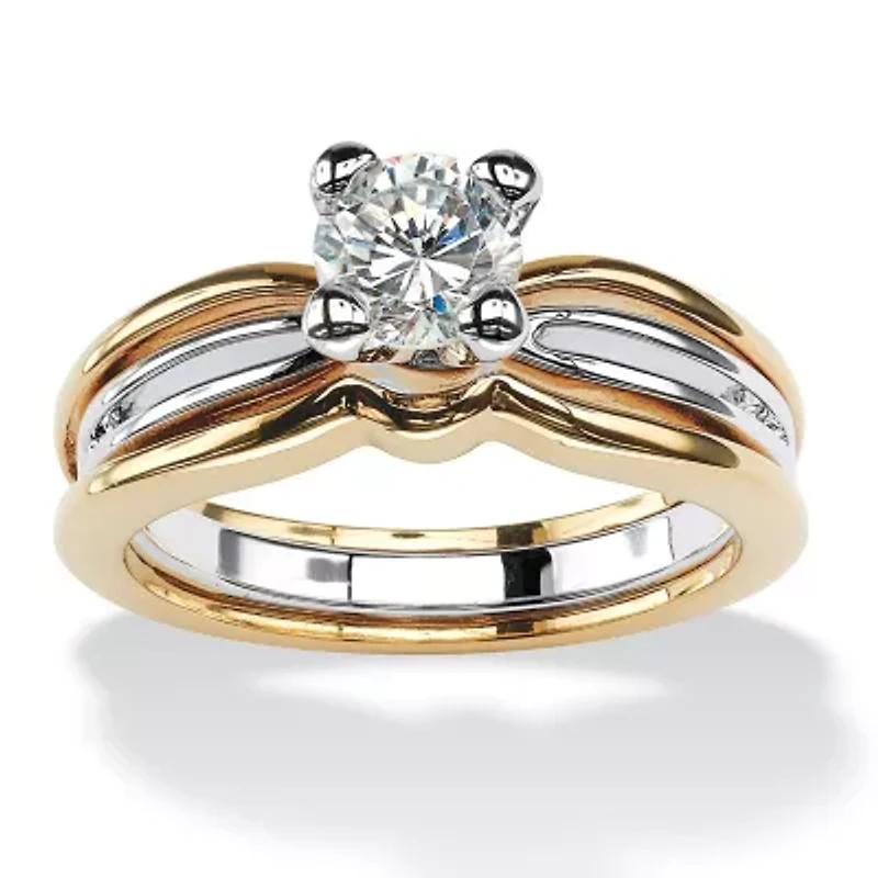 .98  TCW Round Cubic Zirconia Solitaire Ring 18k Gold-Plated