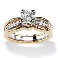 .98  TCW Round Cubic Zirconia Solitaire Ring 18k Gold-Plated