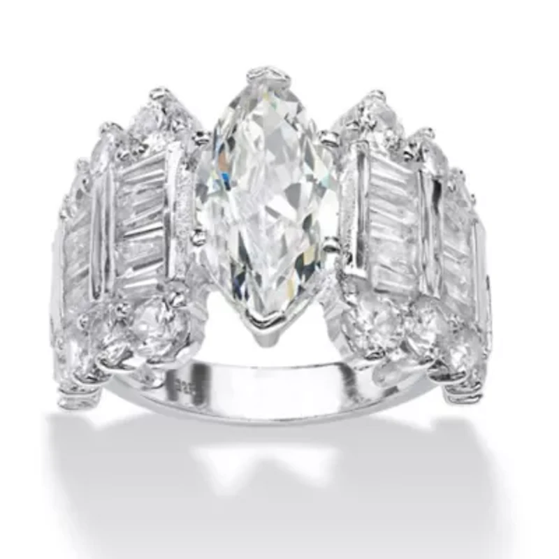 6.55 TCW Marquise-Cut Cubic Zirconia Ring .925 Sterling Silver