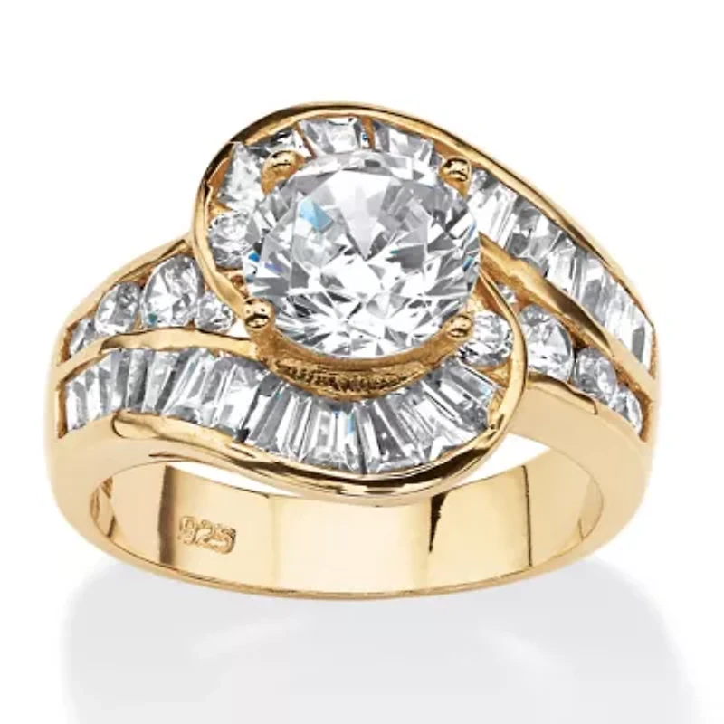 4.79 TCW Round Cubic Zirconia Bypass Ring 14k Gold-plated Sterling Silver