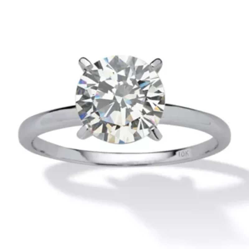2 Carat Round Cubic Zirconia Solitaire Ring Solid 10k White Gold