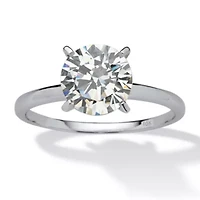 2 Carat Round Cubic Zirconia Solitaire Ring Solid 10k White Gold