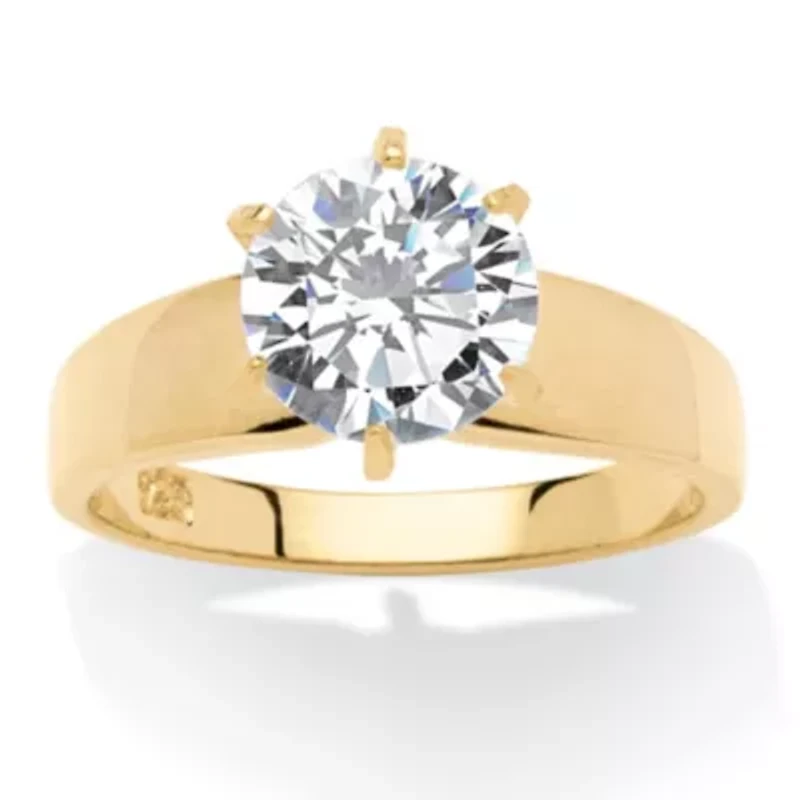 3 TCW Cubic Zirconia Solitaire Ring 14k Gold-plated Sterling Silver