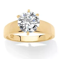 3 TCW Cubic Zirconia Solitaire Ring 14k Gold-plated Sterling Silver