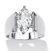 2.48 TCW Marquise-Cut Cubic Zirconia .925 Sterling Silver Ring