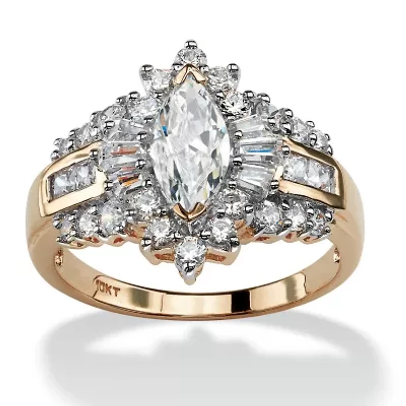 2.18 TCW Marquise-Cut Cubic Zirconia Ring 10k Gold