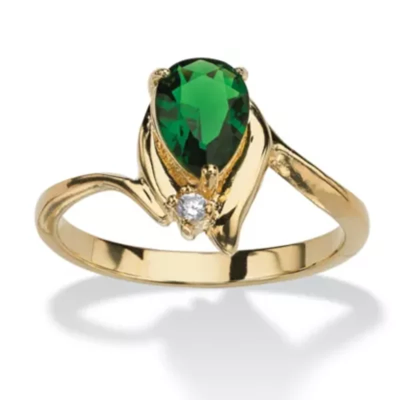 Birthstone and Crystal 18k Gold-Plated Ring