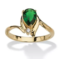 Birthstone and Crystal 18k Gold-Plated Ring