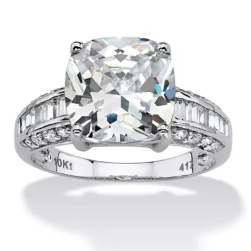 3.28 TCW Cubic Zirconia Solid 10k White Gold Engagement Anniversary Ring