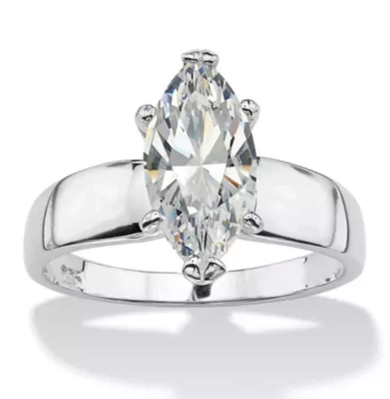 2.11 Cttw. Marquise-Cut Cubic Zirconia .925 Sterling Silver Solitaire Ring