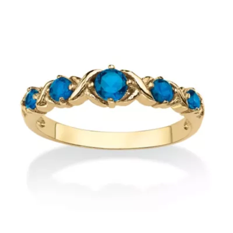 Birthstone Gold-Plated "X & O" Ring