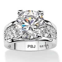 6.96 TCW Round Cubic Zirconia Ring Platinum Plated