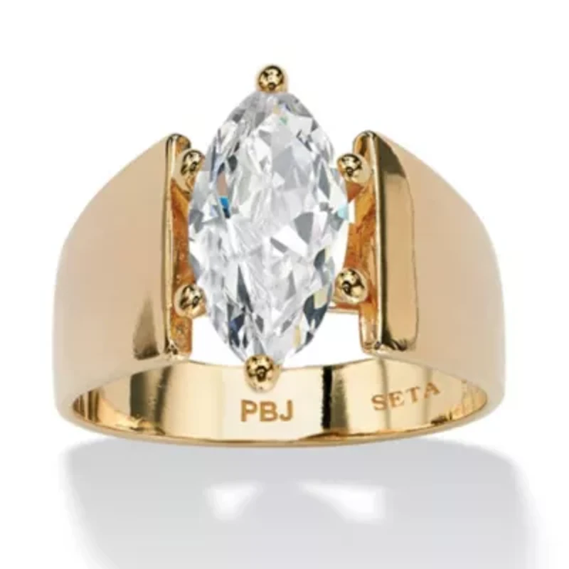 2.48 TCW Marquise-Cut Cubic Zirconia Solitaire Ring Gold-Plated