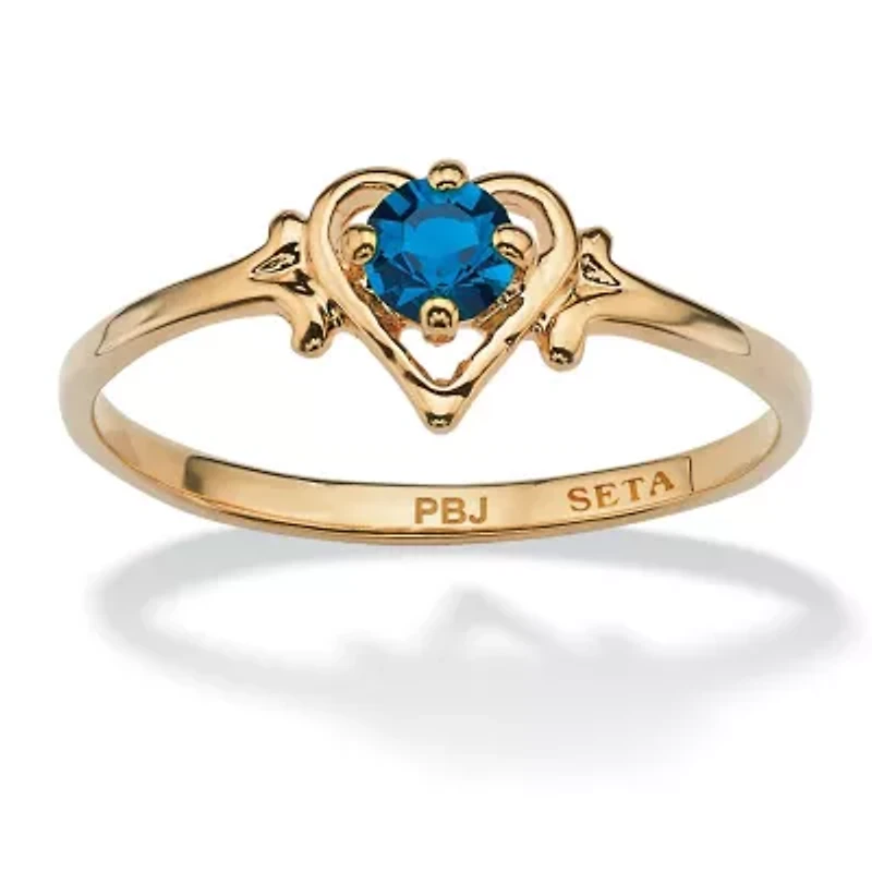 Simulated Birthstone Heart Ring Gold-Plated