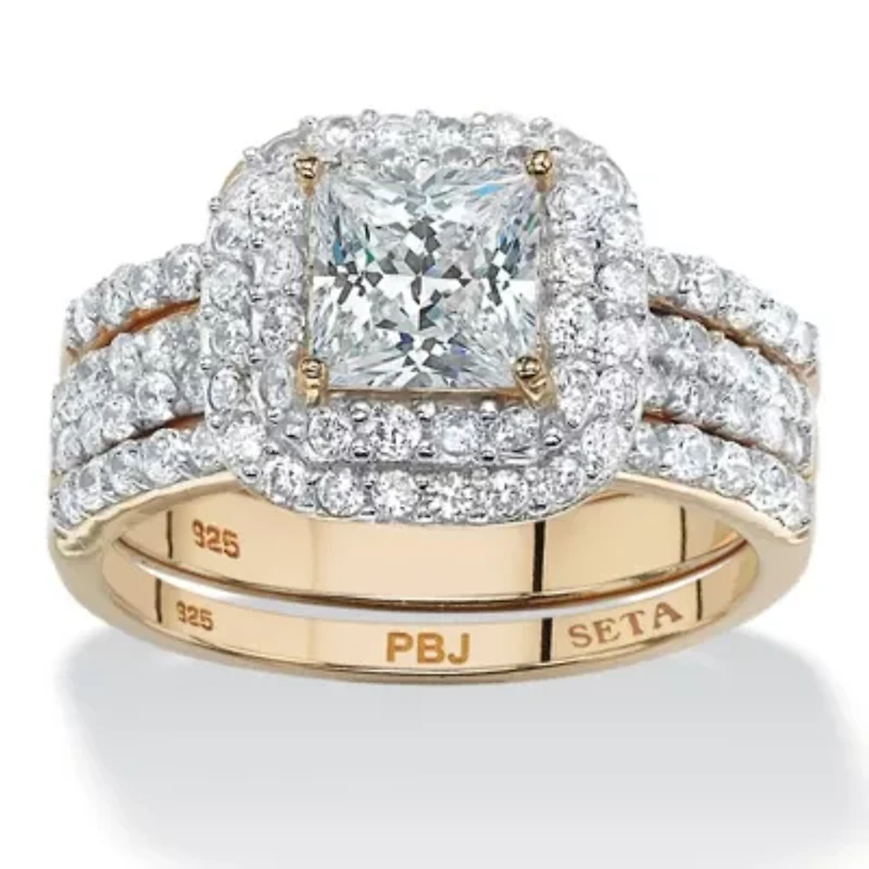 2.37 TCW Cubic Zirconia Bridal Set Gold-Plated Sterling Silver