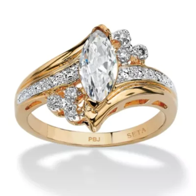 1.03 TCW Marquise-Cut Cubic Zirconia Ring Gold-Plated