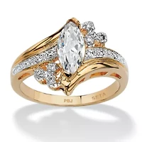 1.03 TCW Marquise-Cut Cubic Zirconia Ring Gold-Plated