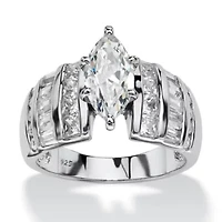 3.87 TCW Marquise-Cut Cubic Zirconia Ring Platinum-plated Sterling Silver