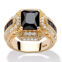5.81 TCW Black Cubic Zirconia Ring 14k Yellow Gold-plated Sterling Silver