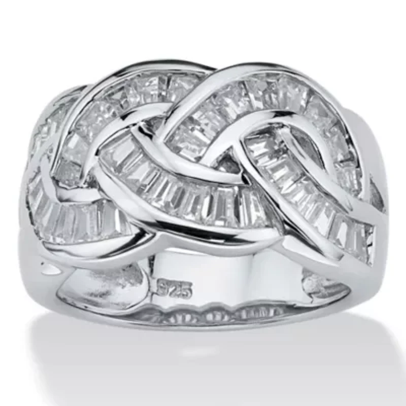 1.80 TCW Cubic Zirconia Channel-Set Ring Platinum-plated Sterling Silver