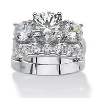 2 Piece 5.66 TCW CZ Bridal Ring Set Platinum-plated Sterling Silver