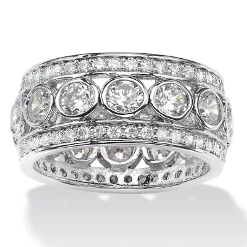 4.70 TCW Bezel-Set CZ Eternity Ring Platinum-plated Sterling Silver