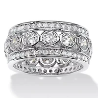 4.70 TCW Bezel-Set CZ Eternity Ring Platinum-plated Sterling Silver