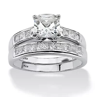 1.94 TCW CZ Bridal 2-PieceSet Platinum-plated Sterling Silver