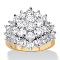 4.25 Cttw 18k Gold-Plated Cubic Zirconia Cluster Cocktail Ring