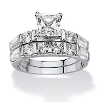2 Piece 3.46 TCW CZ Bridal Ring Set Platinum-plated Sterling Silver