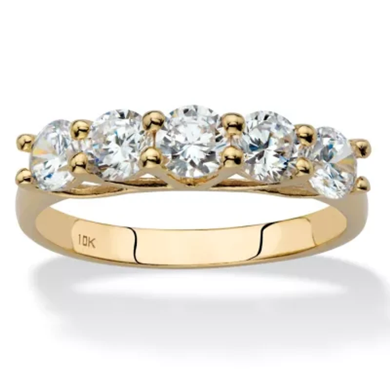 1.25 Cttw. Round Solid 10k Yellow Gold Cubic Zirconia Single Row Ring