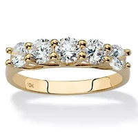 1.25 Cttw. Round Solid 10k Yellow Gold Cubic Zirconia Single Row Ring