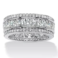 4.66 Cttw. Cubic Zirconia Platinum-plated Sterling Silver Eternity Ring
