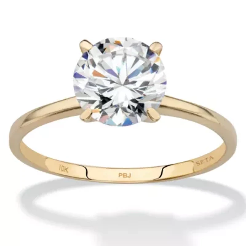 2 TCW Round Cubic Zirconia Solitaire Ring 10k Gold