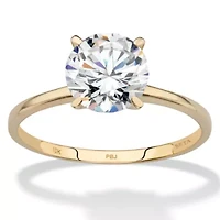 2 TCW Round Cubic Zirconia Solitaire Ring 10k Gold