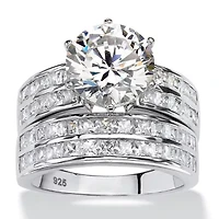 5.84 TCW Cubic Zirconia 2-Piece Platinum-plated Sterling Silver Bridal Ring Set