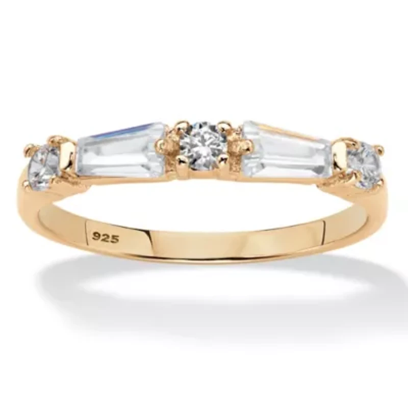.98 Cttw. 14k Gold-plated Sterling Silver Baguette Cubic Zirconia Wedding Ring