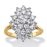 1.82 TCW Cubic Zirconia Gold-Plated Marquise-Shaped Cluster Cocktail Ring