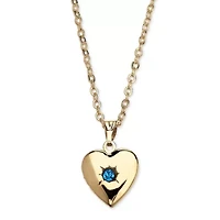 Simulated Birthstone Goldtone Locket with Chain
