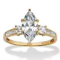 2.56 Cttw. Solid 10k Yellow Gold Marquise-Cut Cubic Zirconia Engagement Ring