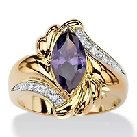 2.05 TCW Marquise-Cut Simulated Purple Amethyst Cocktail Ring Gold-Plated