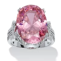 13.24 TCW Simulated Pink Tourmaline Cubic Zirconia Platinum-Plated Cocktail Ring