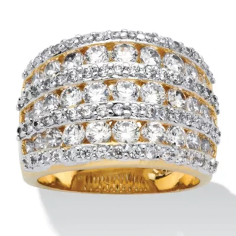 2.86 TCW Round Cubic Zirconia Multi-Row Dome Ring Gold-Plated