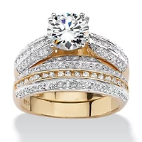 2.55 TCW Cubic Zirconia Two-Piece Bridal Set in14k Gold-plated Sterling Silver