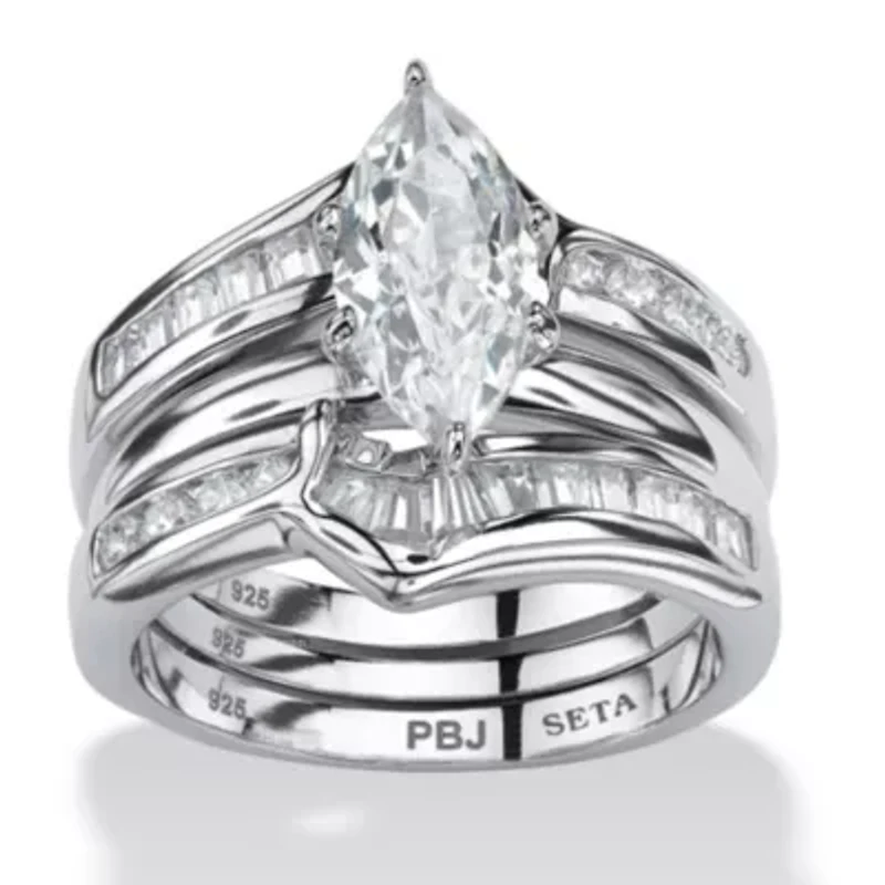 3.57 Cttw. Cubic Zirconia 2 Piece Bridal Ring Set .925 Sterling Silver