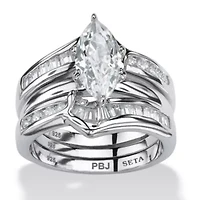 3.57 Cttw. Cubic Zirconia 2 Piece Bridal Ring Set .925 Sterling Silver